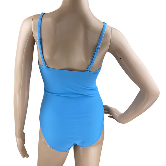 New Miss Adola Women Light Blue Stripes One Piece Padded Swimwear Swimsuit 8 - Picture 4 of 6